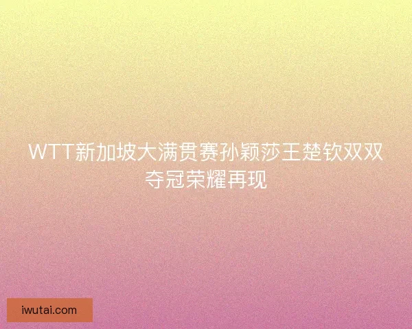 WTT新加坡大满贯赛孙颖莎王楚钦双双夺冠荣耀再现